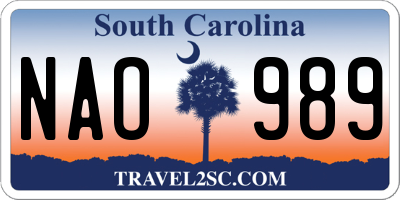 SC license plate NAO989