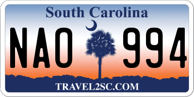 SC license plate NAO994