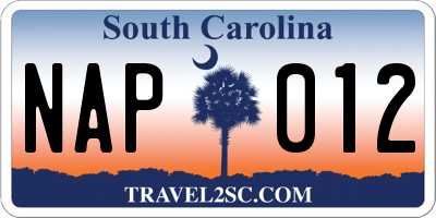 SC license plate NAP012