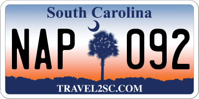 SC license plate NAP092