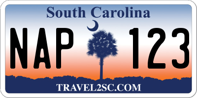 SC license plate NAP123