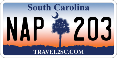 SC license plate NAP203