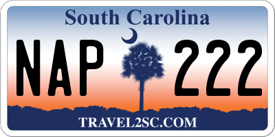 SC license plate NAP222