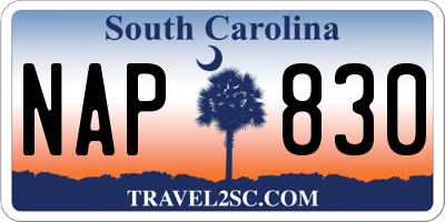 SC license plate NAP830