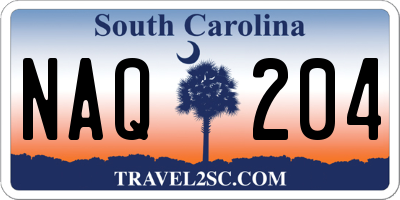 SC license plate NAQ204