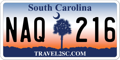 SC license plate NAQ216