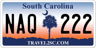 SC license plate NAQ222
