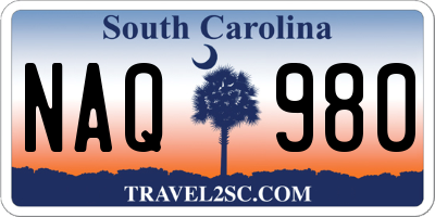 SC license plate NAQ980