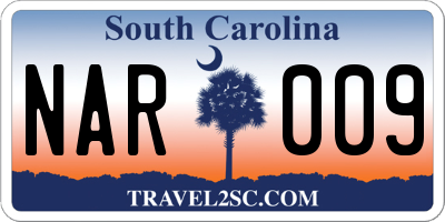 SC license plate NAR009