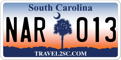 SC license plate NAR013