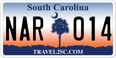 SC license plate NAR014