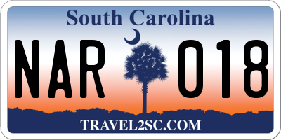 SC license plate NAR018