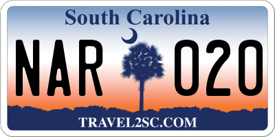 SC license plate NAR020