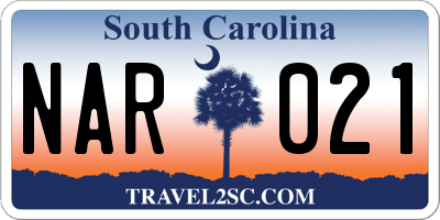SC license plate NAR021
