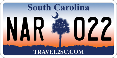SC license plate NAR022