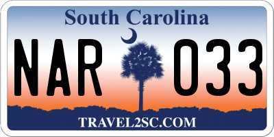 SC license plate NAR033