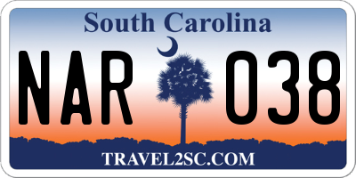 SC license plate NAR038