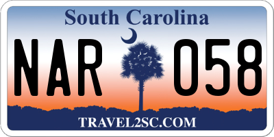 SC license plate NAR058