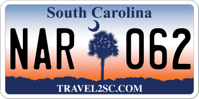 SC license plate NAR062
