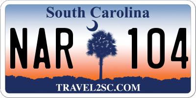 SC license plate NAR104
