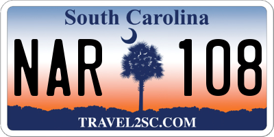 SC license plate NAR108