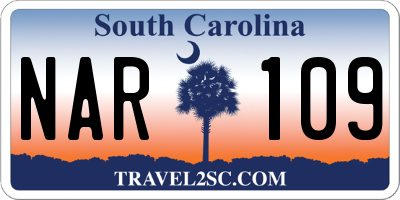 SC license plate NAR109