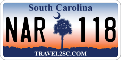 SC license plate NAR118