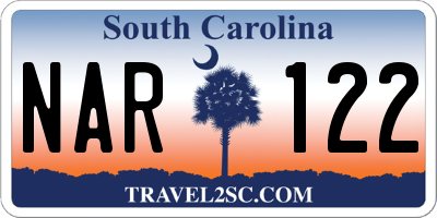 SC license plate NAR122