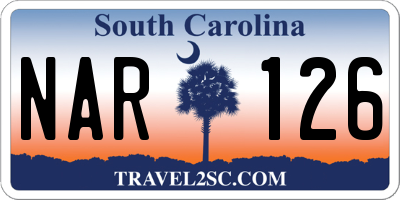 SC license plate NAR126