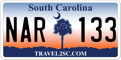 SC license plate NAR133