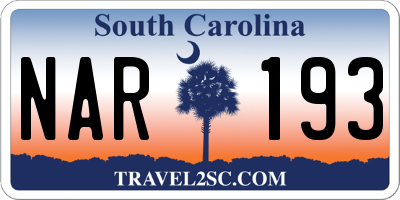 SC license plate NAR193