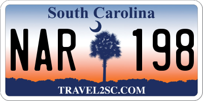 SC license plate NAR198
