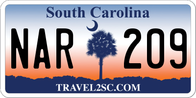 SC license plate NAR209