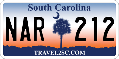 SC license plate NAR212