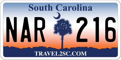 SC license plate NAR216