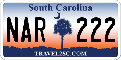SC license plate NAR222