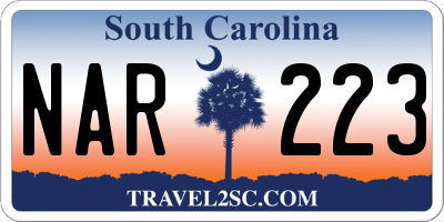 SC license plate NAR223