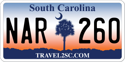 SC license plate NAR260