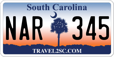 SC license plate NAR345