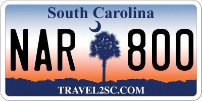 SC license plate NAR800