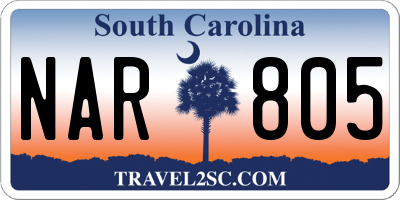 SC license plate NAR805