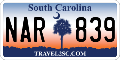 SC license plate NAR839