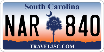 SC license plate NAR840