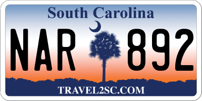 SC license plate NAR892
