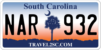 SC license plate NAR932