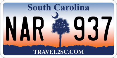 SC license plate NAR937