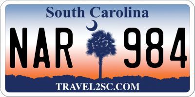 SC license plate NAR984