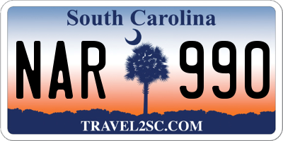 SC license plate NAR990