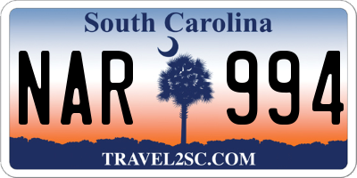 SC license plate NAR994