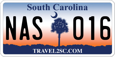 SC license plate NAS016